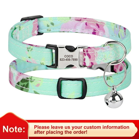 Pet Artist Personalized Kitten Cat Collar with Bell Custom Engraved Name ID Tag Adjustable