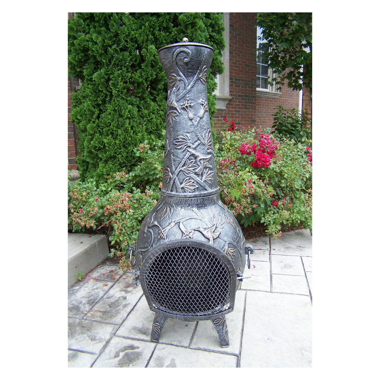 Oakland Living 53 in. Antique Pewter Leaf Chiminea by Oakland Living