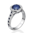 thumbnail image 6 of 14K White Gold 2.50 ctw Lab Created Blue Sapphire Ring with Diamonds Vintage Micro Pave Halo, 6 of 7