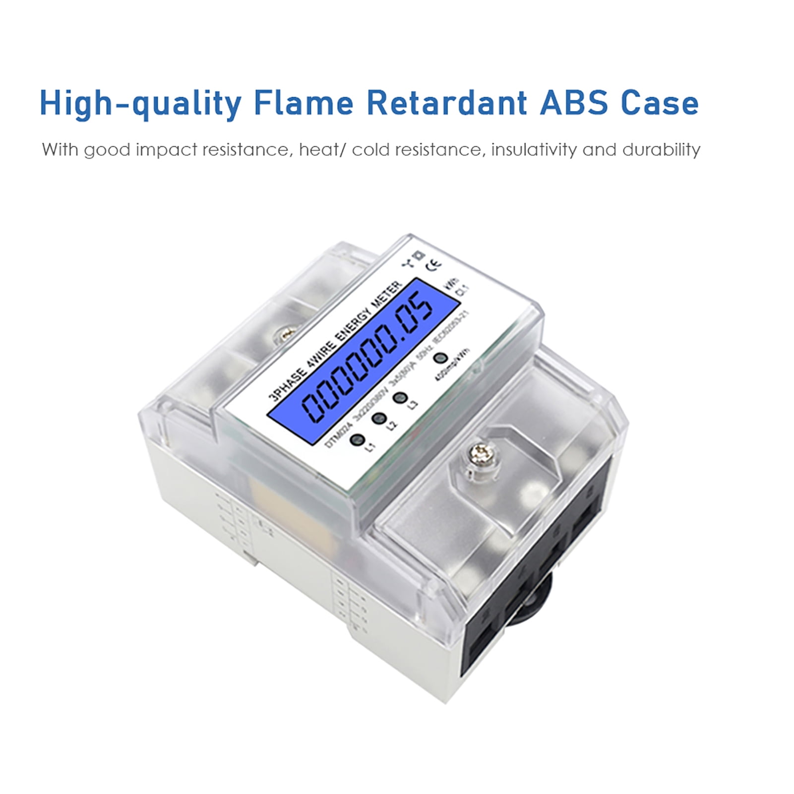 Meters 3 Phase 4 Wire Energy Meter 220/380V 5-80A Energy Consumption KWh Meter DIN Rail Installation Digital Electric Power Meter With LCD Backlight Display