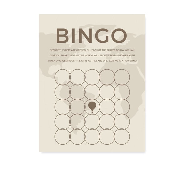Koyal Wholesale Hot Air Balloon Paper World Map Bingo Game Cards, Vintage Tan Brown, 20-Pack