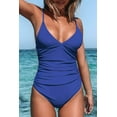 thumbnail image 4 of Women'S One Piece Swimsuit Tummy Control V Neck Bathing Suits（Dark Blue Size:XL), 4 of 7