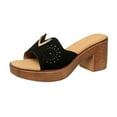 thumbnail image 3 of Summer Womens Slippers with Thick Sole Chunky Heel Square Toe Slip-on Slides Slippers Beach Flat Sandals Casual Summer Shoes, 3 of 10