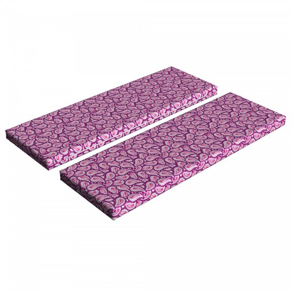 Magenta Bench Cushion Set of 2, Middle Eastern Paisley Pattern Medieval Motifs Timeless Boho Design, Standard Size Foam Pad and Decorative Cover, Purple Magenta Pink, by Ambesonne