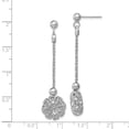 thumbnail image 2 of FB Jewels Sterling Silver Rhodium-plated Polished & D/C Flower Post Dangle Earrings, 2 of 2