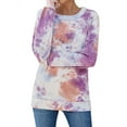 thumbnail image 2 of TWZH Women Tie-dye Splicing Long-sleeved Round Neck Gradient Print Sweatshirt Tops, 2 of 6