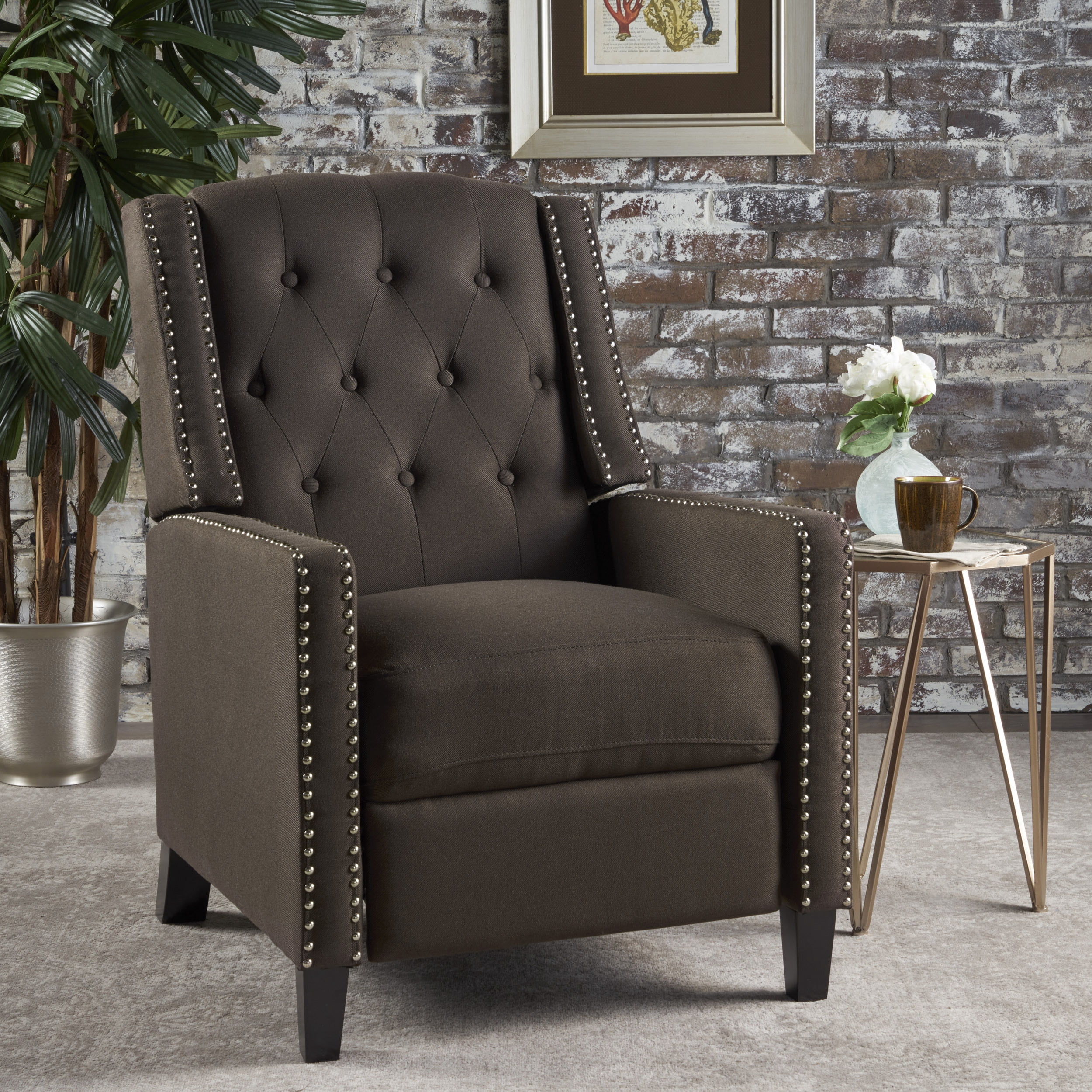 Euroco Classic Coffee Fabric Push Back Chair