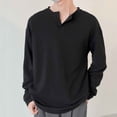 thumbnail image 5 of Blusas y camisas de manga larga con cuello en V para hombre, blusas casuales de color liso con cuello en V y manga larga, blusas de poliéster para hombre, 5 of 5