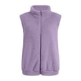 thumbnail image 4 of Tanhomme Women's Fleece Vest - Lightweight For Fall & Winter Women's Plus Size Color Block Plush Sweatshirt Zipper Blouse Warm Coat Vest Tanks, 4 of 5