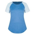 thumbnail image 4 of Womens Plus Size Tops Short Sleeve T Shirts Striped Raglan Tee Shirts Causal Summer Tunics Blouses, 4 of 7