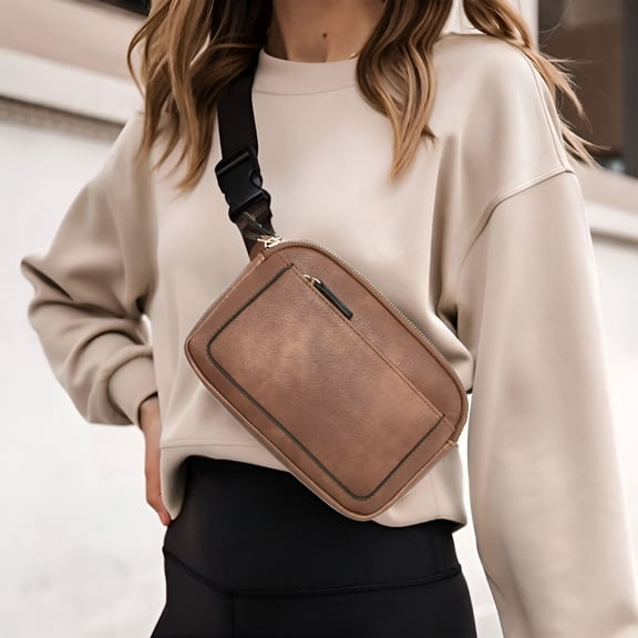 GASTROPOD Belt Bag for Women, Crossbody Bags, Crossbody Waist Bag Adjustable Strap, Leather Women's Fanny Pack, Small Fashion Crossbody Waist Pack Faux Leather Waterproof Sling Chest Bag (Brown)