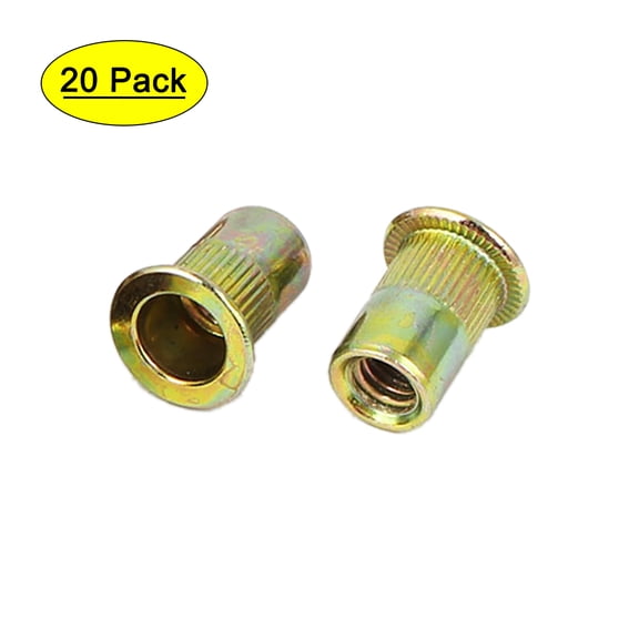 M6x15mm Open End Flat Head Knurled Body Blind Threaded Rivet Nut  20pcs