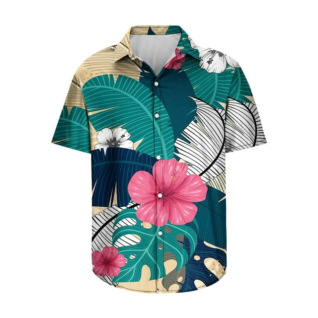 Birdeem Chemise Homme Imprimée 3D Hawaïenne à Manches Courtes Col à Revers Mode Décontractée Plage