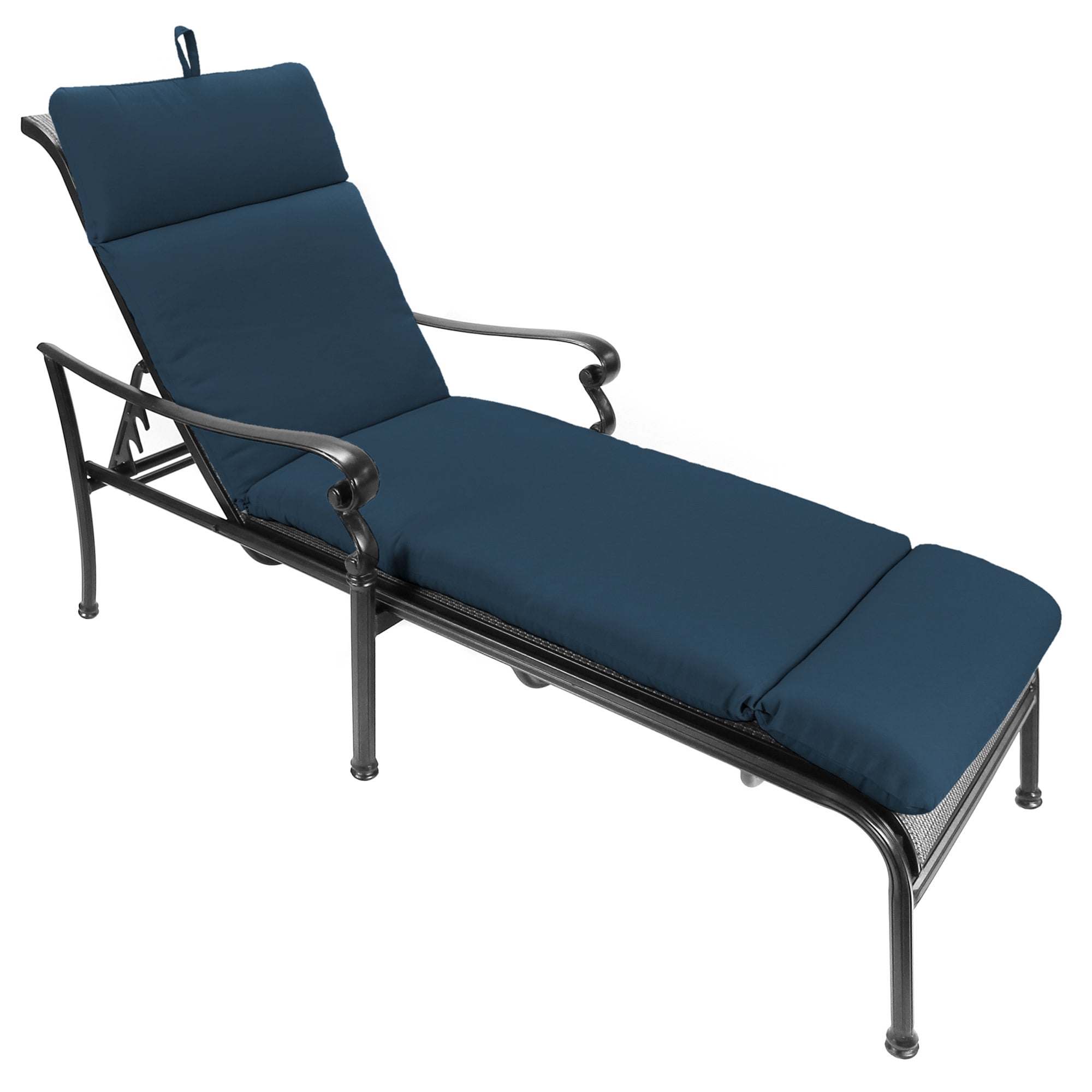 Jordan Manufacturing Sunbrella 74" x 22" Spectrum Indigo Navy Solid Rectangular Outdoor Chaise Lounge Cushion with Ties and Hanger Loop