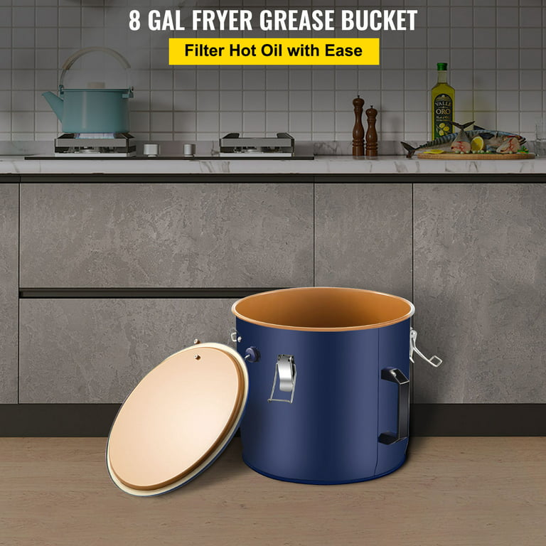 VEVOR Fryer Grease Bucket Oil Disposal Caddy 8 Gal Oil Bucket w/ Lid&filter Bag
