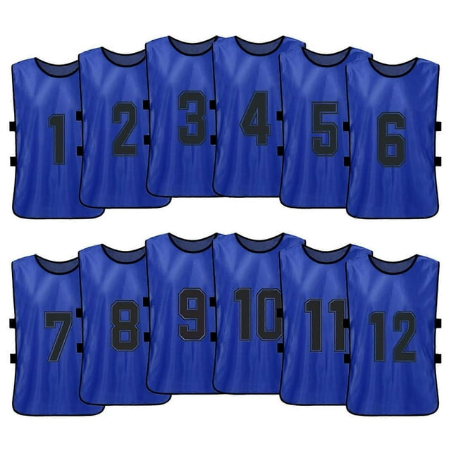 12 PCS Adults Soccer Pinnies Quick Drying Football Team Jerseys Youth Sports Scrimmage Soccer Team Training Numbered Bibs Practice Sports Vest