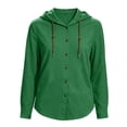 thumbnail image 5 of Zeijnsda Womens Hooded Coats Women's Thin Comfy Loose Hooded Cardigan Solid Color Cotton Linen Daily Outings Hoodies Fashion Button Long Sleeved Shirts, 5 of 7