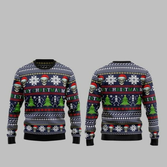 2025 Christmas Skull Christmas Ugly Christmas Sweater