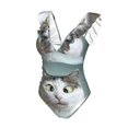 thumbnail image 4 of Yiaed Funny Cat Print Women's Ruffled One Piece Swimsuit V Neck Swimwear Slimming Monokini for Woman-Medium, 4 of 8