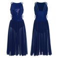 thumbnail image 6 of Aislor Girls' Asymmetrical Tutu Skirted Leotard Sequined Ballroom Lyrical Dress Latin Ballet Dancewear Navy Blue 6, 6 of 7