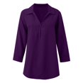 thumbnail image 4 of Top informal de mujer con cuello en V y manga tres cuartos - Corte holgado, primavera/otoño, para combinar con vaqueros, lavable a máquina, 4 of 5