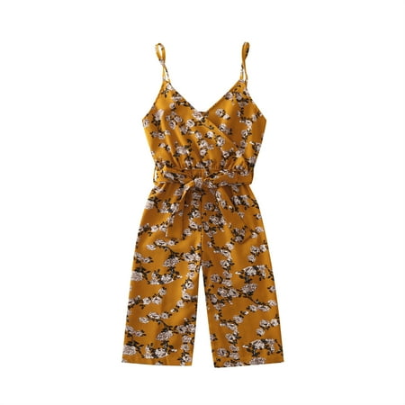 

Child Toddler Baby Girls Sleeveless Floral Printed Suspender Romper Jumpsuit