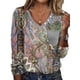 thumbnail image 1 of Camiseta de mujer con cuello en V, camiseta étnica, blusa tipo túnica de moda, jersey de mujer, Tops sueltos de manga larga, 1 of 2
