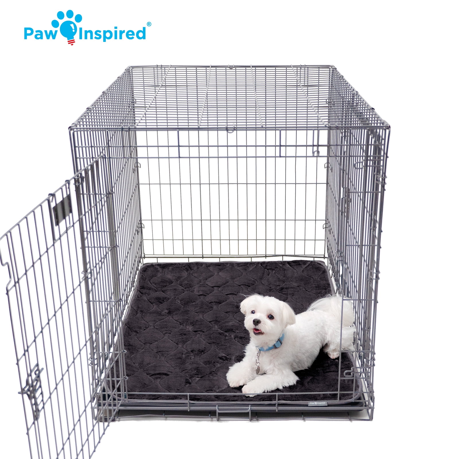 Paw Inspired Washable 42" Dog Crate Mat, Size 41x28 Inch, Waterproof Dog Crate Kennel Bed Anti-Slip Bottom Leakproof Pads (Dark Brown)