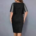 thumbnail image 5 of Laqbezok Women's Plus Size Chiffon Capelet Overlay Bodycon Dress, Elegant V-Neck Party Gown, Rhinestone Embellished Evening Wedding Guest Cocktail Dress, 5 of 5