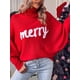 thumbnail image 3 of Suéteres navideños Tsseiatte para mujer, jersey de manga larga con cuello alto y letras bordadas, tops casuales de punto, 3 of 6