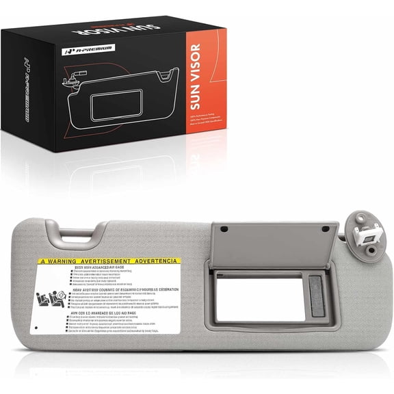 A-Premium Passenger Right Side Sun Visor Compatible with Toyota Highlander 2014 2015 2016 2017 2018 2019 - with Vanity Mirror, with Vanity Light, Gray Color - Replaces 743100E074B0, 74310-0E074-B0