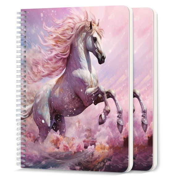 Spiral Notebook,College Ruled Journal,8.26" x 5.71" 50 Sheets/100 Pages,2 Pack - Colourful Unicorn on Ocean