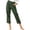 Army Green, variant on Chino Pants for Women Solid Color Cotton Linen High Waist Button Fly Cuffed Ankle Trousers with Pockets,S