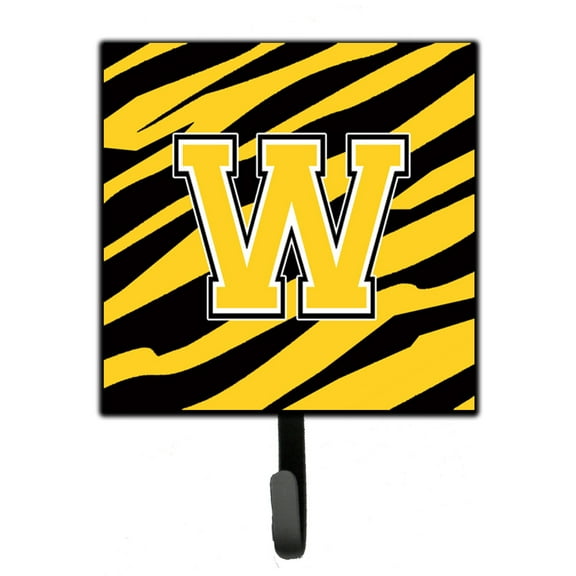 Letter W Initial Tiger Stripe - Black Gold  Leash or Key Holder