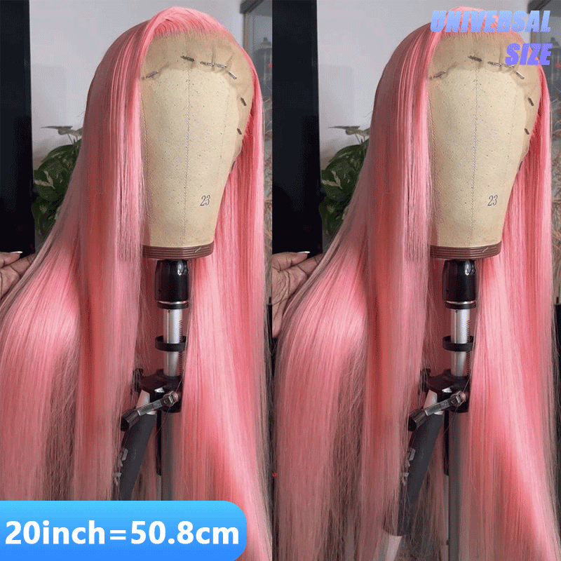 Rose Pink Colored 13x4 Lace Front Wig Straight Brazilian Remy Human Hair Wigs Preplucked Natural Hairline High Density Elegant Hairstyle For Women Daily&Birthday&Wedding Use Wig 180 Density 20 Inch