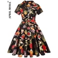 thumbnail image 1 of 2024 Robe Vintage d'Été pour Femmes à Imprimé Perroquet et Oiseau, Décontractée, Verte, Rétro, Pin-Up, Pin-Up, Robe de Fête Rockabilly Années 50 60, Robe Soleil Évasée, 1 of 7