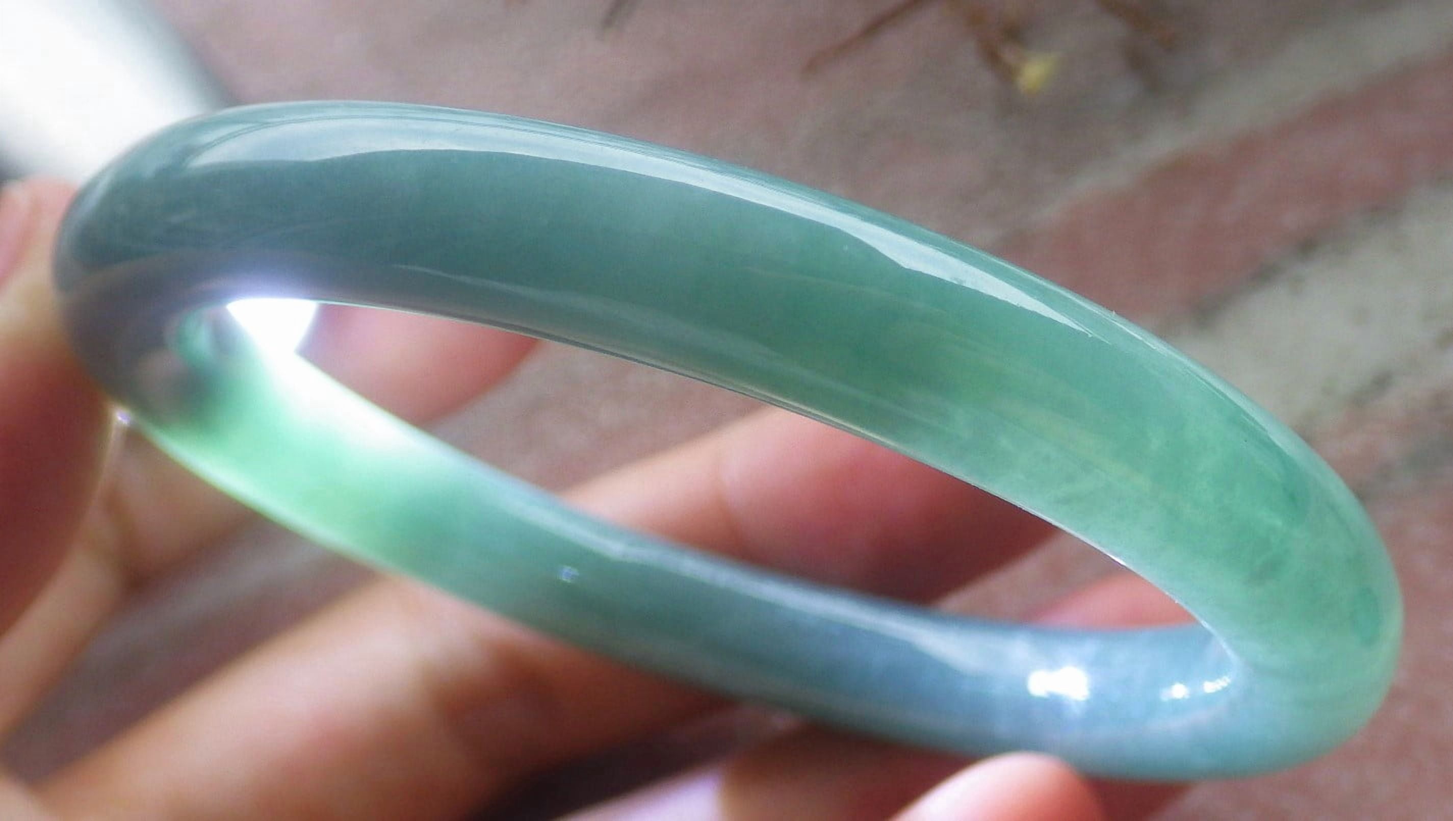 Icy Green Natural A JADE Jadeite Circle Bangle Bracelet 53 mm 704629