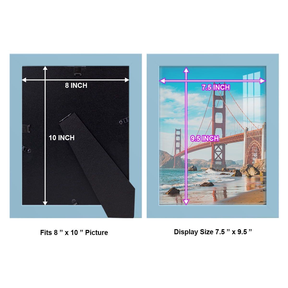 Modern 8 in. x 10 in. Light Blue Picture Frame (Set of 4)