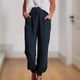 thumbnail image 3 of Pantalones cómodos de mujer Pantalones sueltos de algodón de moda Bolsillos Pantalones deportivos FLhrweasw Nuevo, 3 of 7