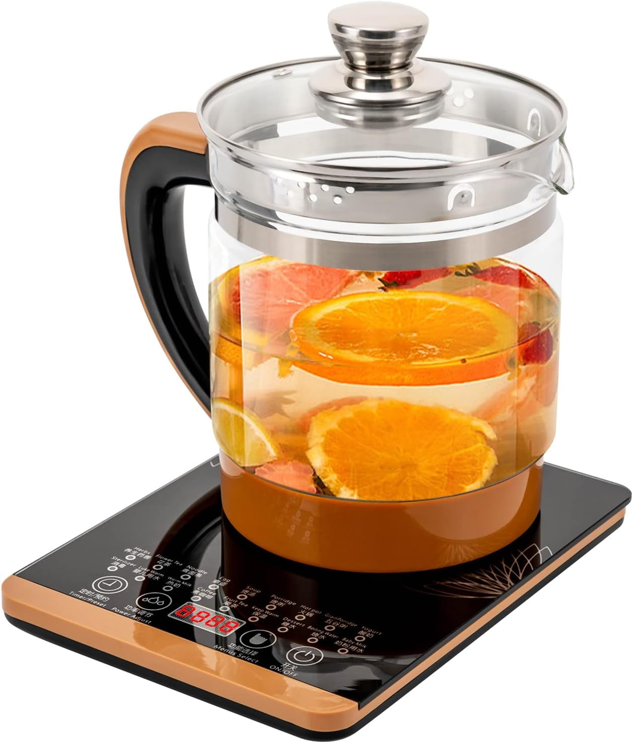 Electric Tea Kettle, Household 1.8L 800W Food-grade Glass Kettle Health Pot Tea Maker W/Filter+ Digital Heating Base For Health Medicine Meals, Scented Tea, Coffee, Soup, Hot Pot, Boiled Aggs