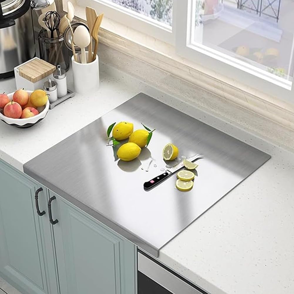 Stainless Steel Cutting Board with Rim, Metal Cutting Boards for Kitchen, Countertop Chopping Board, For Bread Meat, Extra Large Sink Kneading Mats with Lip, Dough Board Dishwasher(19.7*19.7in)