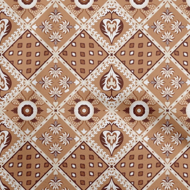 oneOone Polyester Spandex Brown Fabric Asian Floral Mix Sewing Craft Projects Fabric Prints By Yard 56 Inch Wide