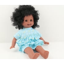 16-inch fashionable soft rubber vinyl doll - Blinking Doll (black hair, black skin tone, brown eyes)