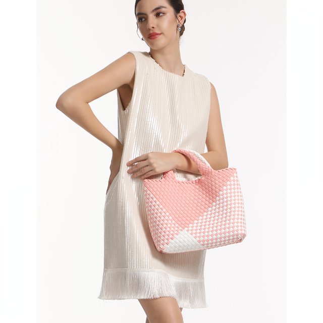 ZR DIARY Tote Woven Bags Women Single Shoulder Bag Large Capacity Color Splicing Handheld Bag for Female BZ333