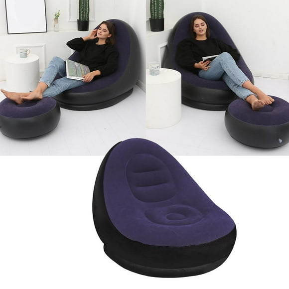 Sillón Inflable De Aire Sofá Plegable Para Juegos Sofá De Silla Plegable Plegable Sofá Cama Ajustable Sofá Reclinable Azul oscuro Soledad Sillón reclinable inflable plegable
