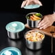 thumbnail image 5 of Recipientes herméticos Warkul de acero inoxidable para almacenar alimentos - Juego de 3 recipientes redondos portátiles con tapas selladas, 5 of 8