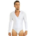 thumbnail image 3 of Linjinx Mens Ballroom Latin Tango Rumba Dance Outfits Long Sleeve Leotard Top Shirs Dancewear with Pants White M, 3 of 7