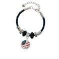 thumbnail image 2 of Delight Jewelry Silvertone Large Peace Sign with USA Flag Wife Celtic Knot Leather Bead Bracelet, 7"+2" Extender, 2 of 4