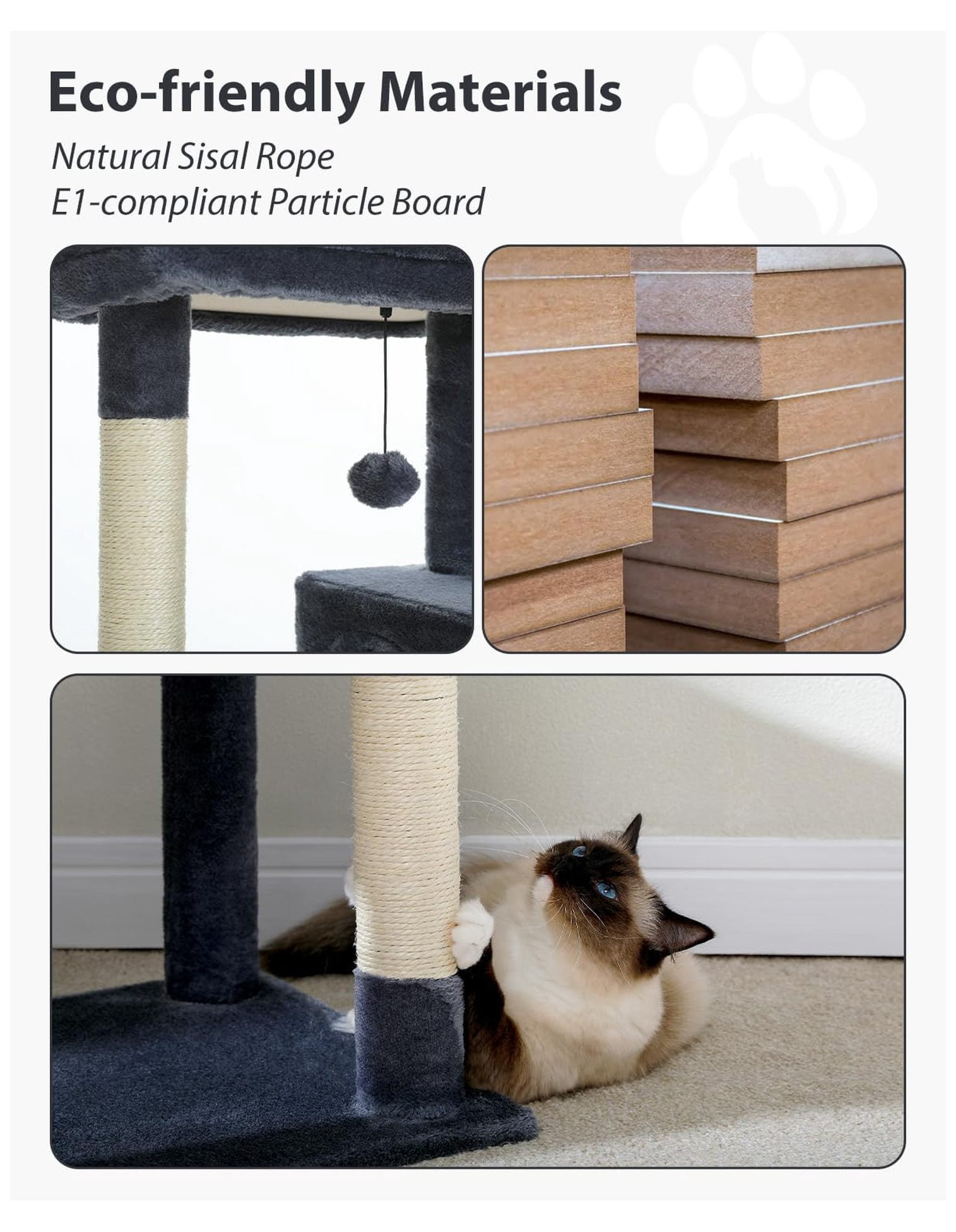 Cat Tree for Large Cats, 56.3" Tall Cat Tower with Hammock