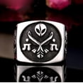 thumbnail image 2 of K-KED Gothic Alien Head Masonic Ring Stainless Steel Men's Vintage Biker Signet Ring-13, 2 of 6